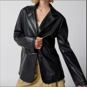 Urban Outfitters Jules Faux Leather Blazer – Black – Size XL